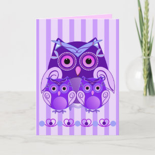 Cute Mother's day card with Owls and text Karte
