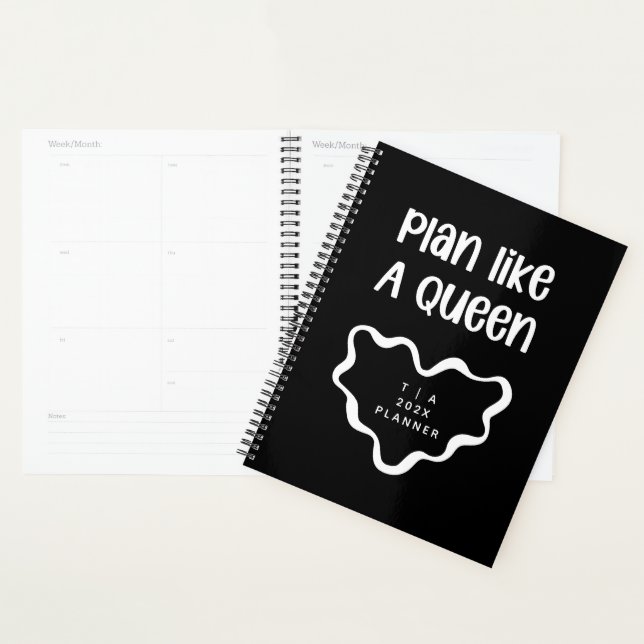 Cute Motivational Black and White Monogram Year Planer (Anzeige)