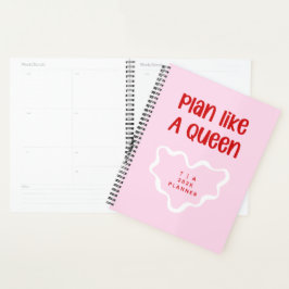 Cute Motivational Pink and Red Monogram Year Planer