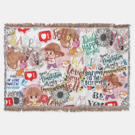 Cute Motivational – Positive Quote Kawaii Decke