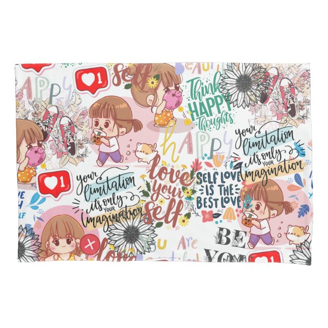 Cute Motivational – Positive Quote Kawaii  Kissenbezug (Vorderseite)