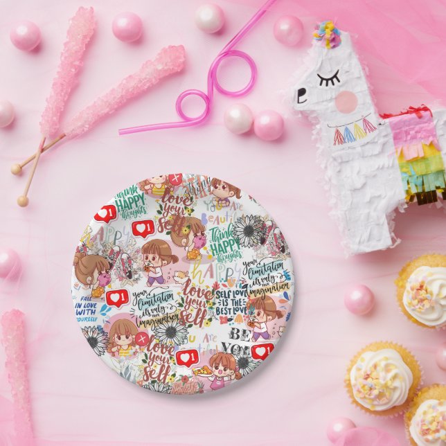 Cute Motivational – Positive Quote Kawaii  Pappteller (Party)