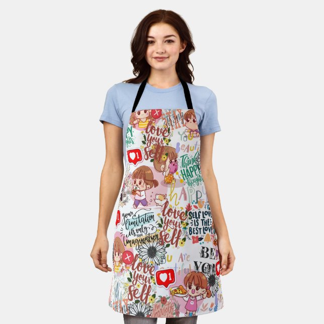 Cute Motivational – Positive Quote Kawaii  Schürze (Getragen)