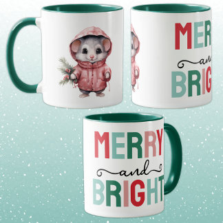 Cute mouse christmas merry and bright tasse