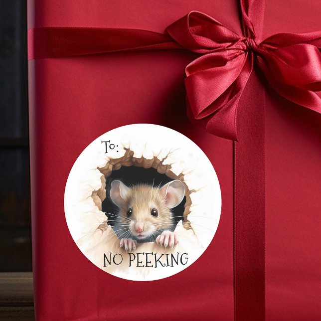 Cute Mouse gift No Peeking  Runder Aufkleber (Von Creator hochgeladen)