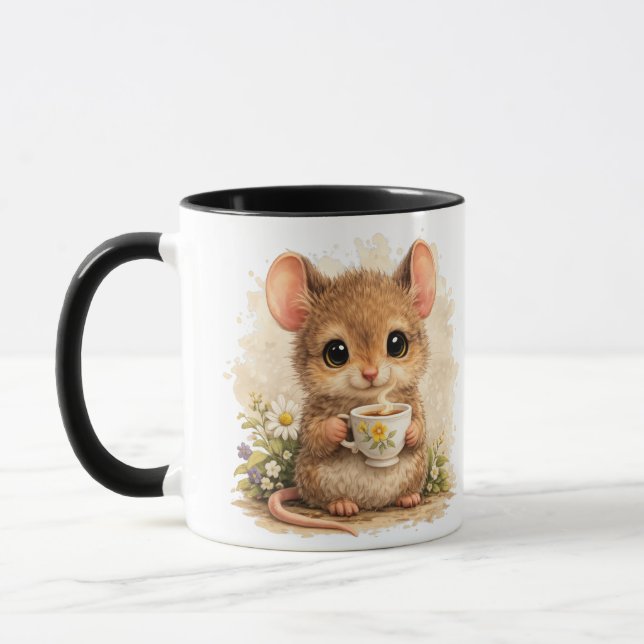 Cute Mouse Mug – Adorable Mouse Drinking Coffee Tasse (Links)