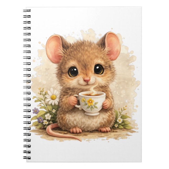 Cute Mouse Tea Spiral Notebook Kawaii Notizblock (Vorderseite)