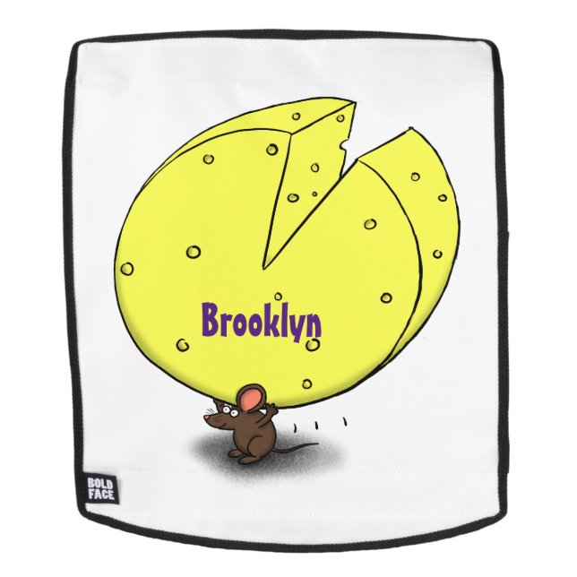 Cute mouse with cheese cartoon illustration rucksack (Abnehmbare Front)