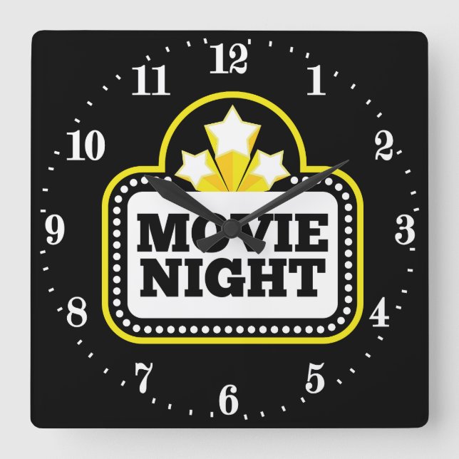 Cute movie home theater room decor clock quadratische wanduhr (Vorderseite)