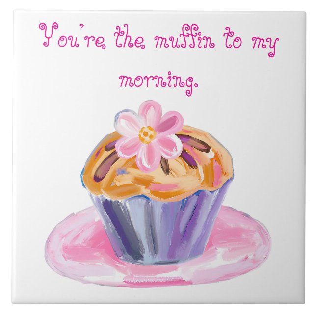 Cute Muffin with Flower Topping Fliese (Vorderseite)