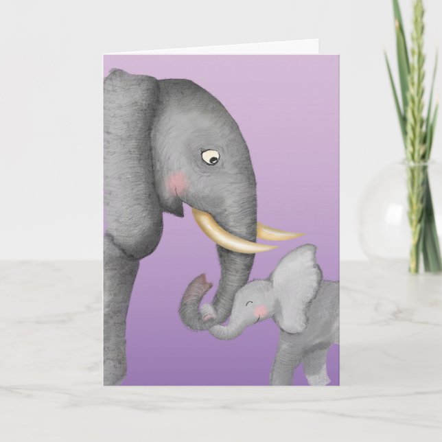 Cute mum and baby elephant Mothering Sunday card Karte (Vorderseite)