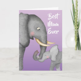 Cute mum and baby elephant Mother's Day card Karte