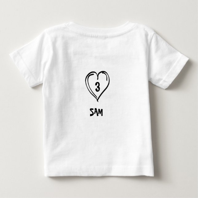 Cute Mum & Dad Heart – Custom Name Baby T-Shirt (Rückseite)
