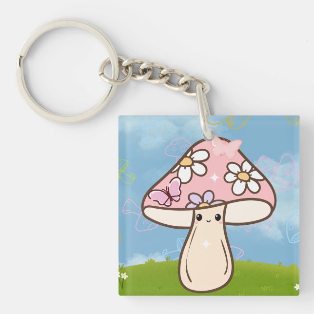 Cute Mushroom Keychain Schlüsselanhänger (Vorderseite)