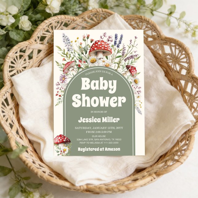 Cute Mushroom Watercolor Baby Shower Invitation Einladung (Von Creator hochgeladen)