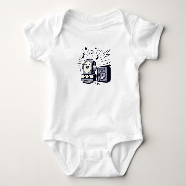 Cute Music Lover – Adorable Cartoon Baby Bodysuit Baby Strampler (Vorderseite)