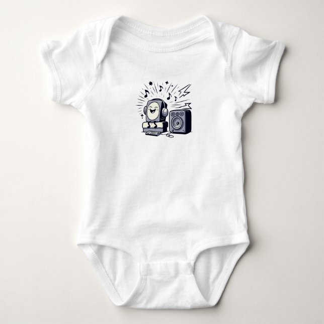 Cute Music Lover – Adorable Cartoon Baby Bodysuit Strampler (Vorderseite)