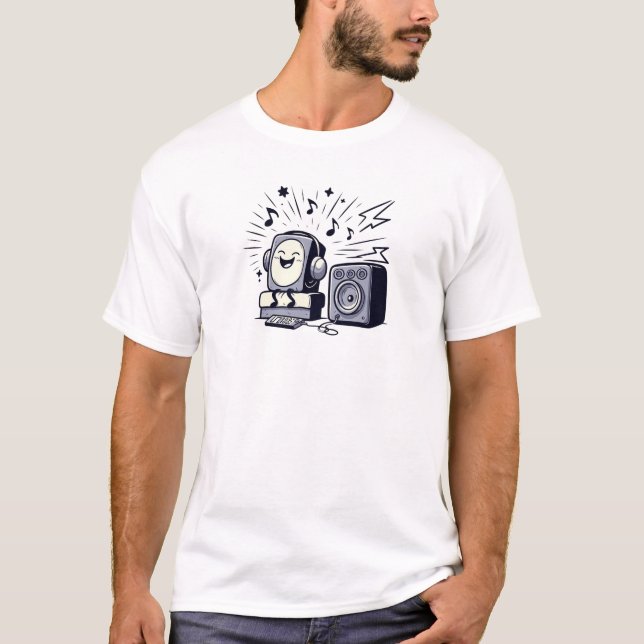 Cute Music Lover – Fun Cartoon Men’s T-Shirt (Vorderseite)