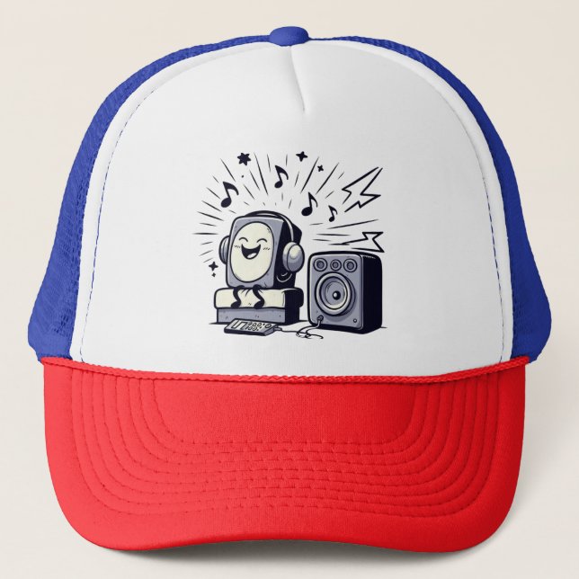 Cute Music Lover – Fun Cartoon Music Cap 01 Truckerkappe (Vorderseite)