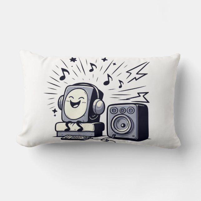 Cute Music Lover – Fun Cartoon Music Pillow 02 Lendenkissen (Vorderseite)
