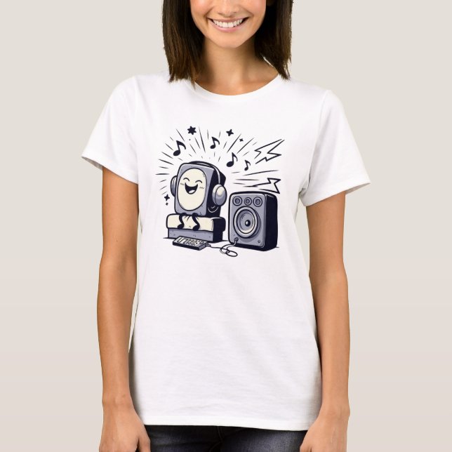 Cute Music Lover: Fun Cartoon T-Shirt Design (Vorderseite)