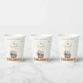 Cute Muted Teddy Hot Air Balloon Kids Birthday Pappbecher
