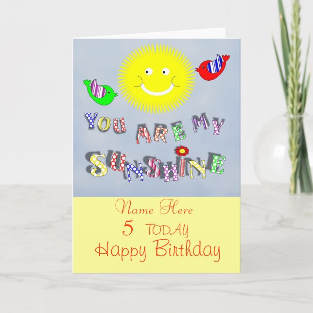 Cute My Sunshine Personalised Birthday Card Karte (Vorderseite)
