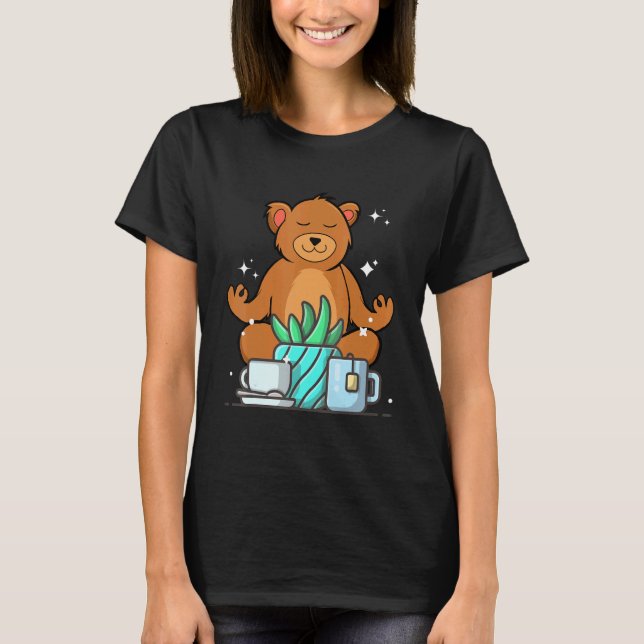 Cute Namaste Bear Do Yoga Gardening  Coffee Tea T-Shirt (Vorderseite)