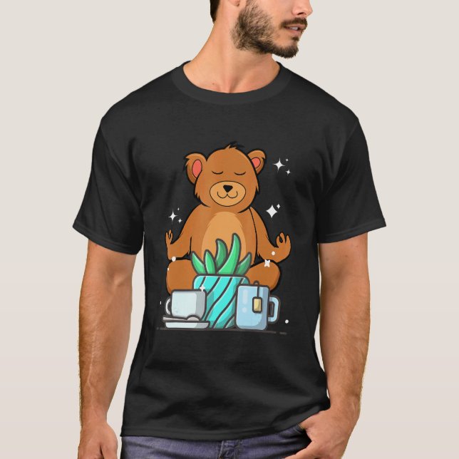 Cute Namaste Bear Do Yoga Gardening  Coffee Tea T-Shirt (Vorderseite)