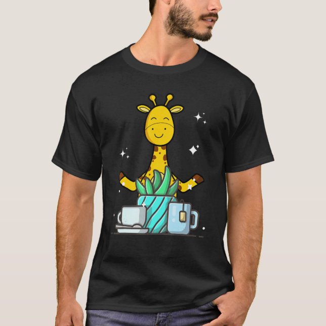 Cute Namaste Giraffe Do Yoga Gardening  Coffee T-Shirt (Vorderseite)