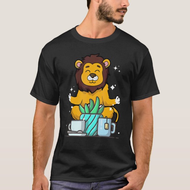 Cute Namaste Lion Do Yoga Gardening  Coffee T-Shirt (Vorderseite)