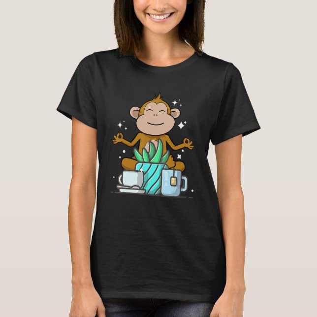 Cute Namaste Monkey Do Yoga Gardening  Coffee T-Shirt (Vorderseite)