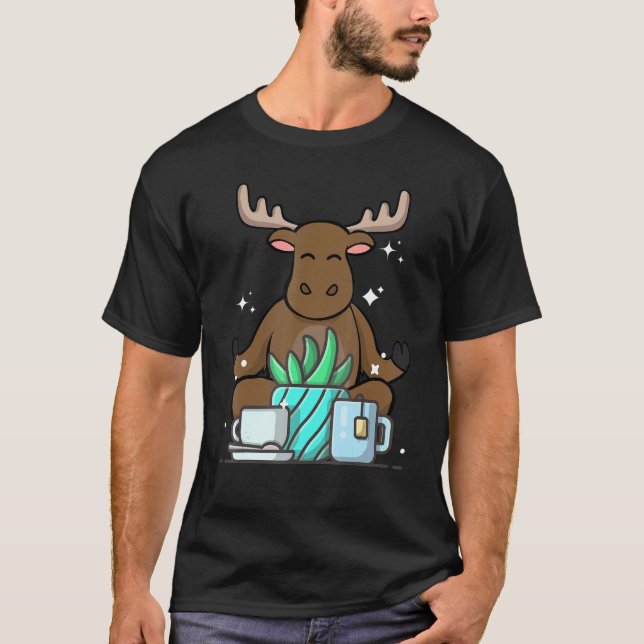 Cute Namaste Moose Do Yoga Gardening  Coffee T-Shirt (Vorderseite)