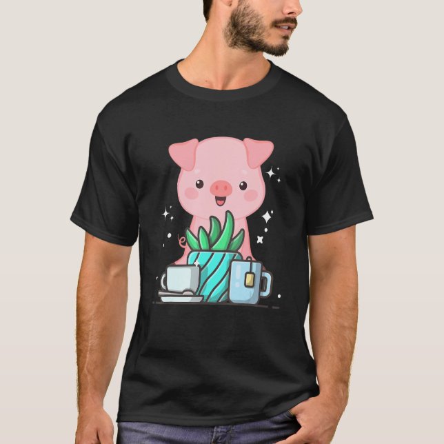 Cute Namaste Pig Do Yoga Gardening  Coffee T-Shirt (Vorderseite)