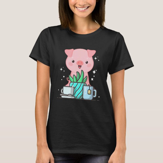 Cute Namaste Pig Do Yoga Gardening  Coffee T-Shirt (Vorderseite)