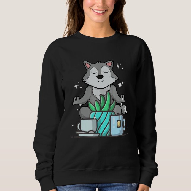 Cute Namaste Wolf Do Yoga Gardening  Coffee Sweatshirt (Vorderseite)