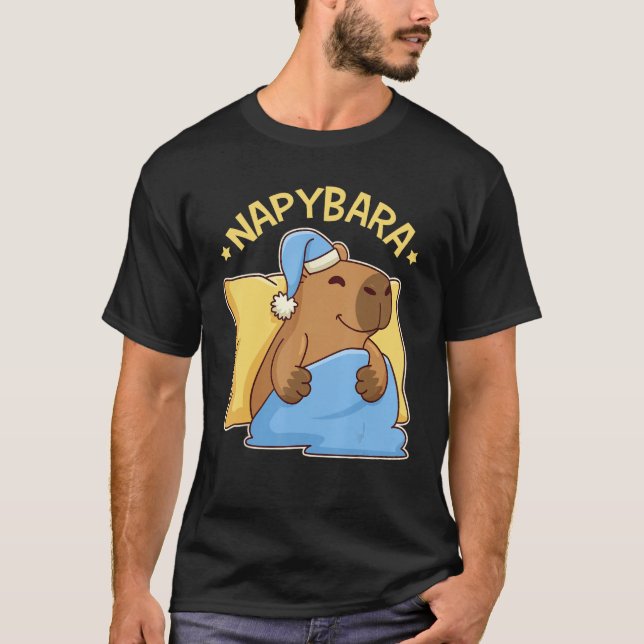 Cute Napping Capybara Pyjama  Nappybara T-Shirt (Vorderseite)