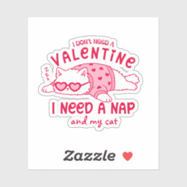 Cute Napping Cat Funny Custom Valentine Aufkleber