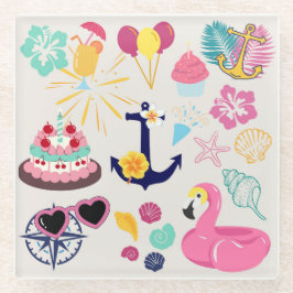 Cute Nautical Birthday Glasuntersetzer