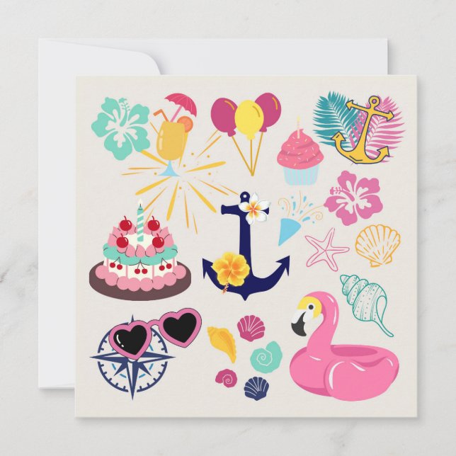   Cute Nautical Birthday Invitation Einladung (Vorderseite)