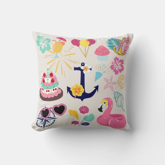 Cute Nautical Birthday Kissen (Vorderseite)