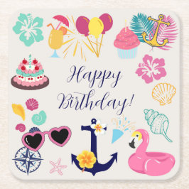Cute Nautical Birthday Rechteckiger Pappuntersetzer