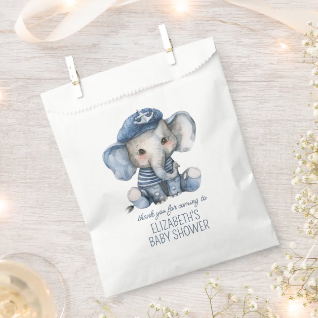 Cute Nautical Blue Baby Elephant Baby Shower Geschenktütchen (Ausgeschnitten)