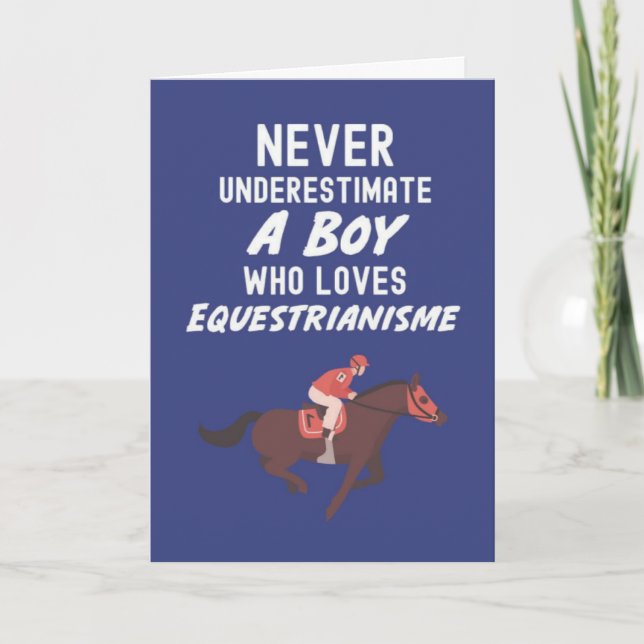 Cute Navy Blue Equestrian Cards For Baby Boys Kids Karte (Vorderseite)