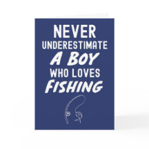 Cute Navy Blue Fishing Cards For Baby Boys Kids