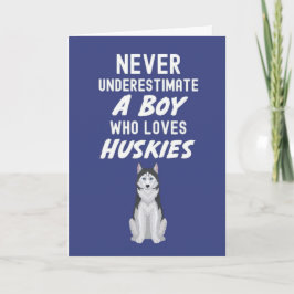 Cute Navy Blue Husky Cards For Baby Boys Kids Dog Karte