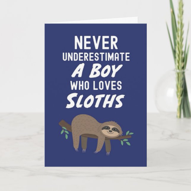 Cute Navy Blue Sloth Cards For Baby Boys Kids  Karte (Vorderseite)