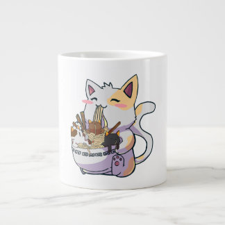 Cute Neko Cat With Ramen Noodles Bowl Anime Japan Jumbo-Tasse