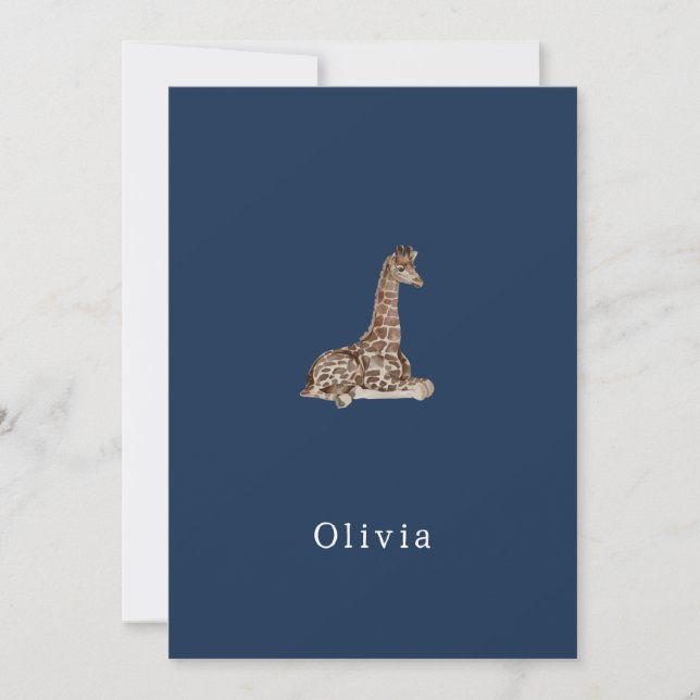 Cute Neutral Birth Announcement Giraffe Card Einladung (Vorderseite)