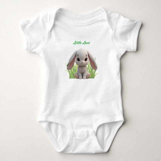 Cute Neutral Bunny Newborn Baby Bodysuit Baby Strampler (Vorderseite)